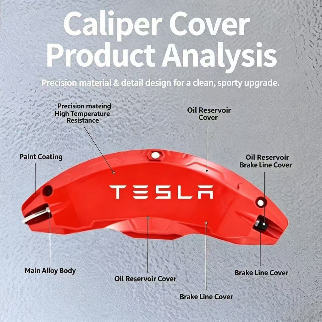 Tesla Caliper Covers for Model 3 / New Model 3 / Model Y / Refreshed Model Y, Aluminum Alloy Brake Caliper Protector