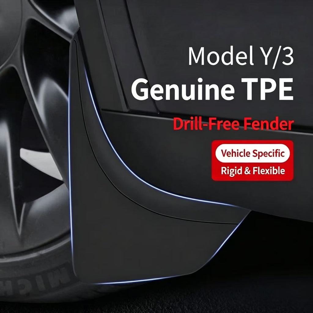 TPE Mud Flaps For Tesla Model Y / Model 3, No Drilling Splash Guards Fender Protector 4Pcs