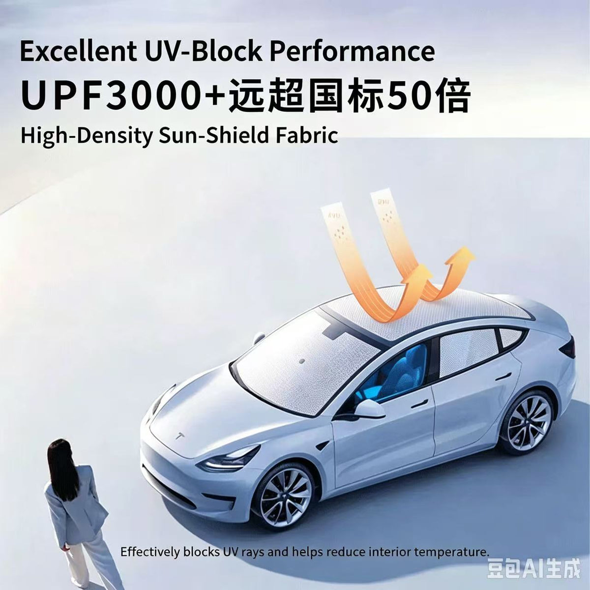 Electrostatic Suede Sunshade for Tesla Model 3 Y S