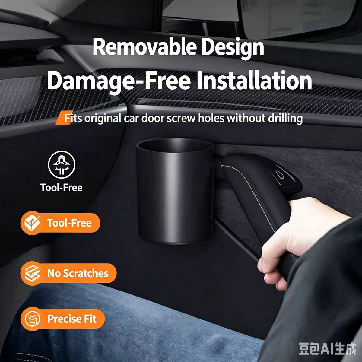 Door Cup Holder for Tesla Model 3 / Model Y (2024‑2025) Universal Door Mount Water Bottle Storage