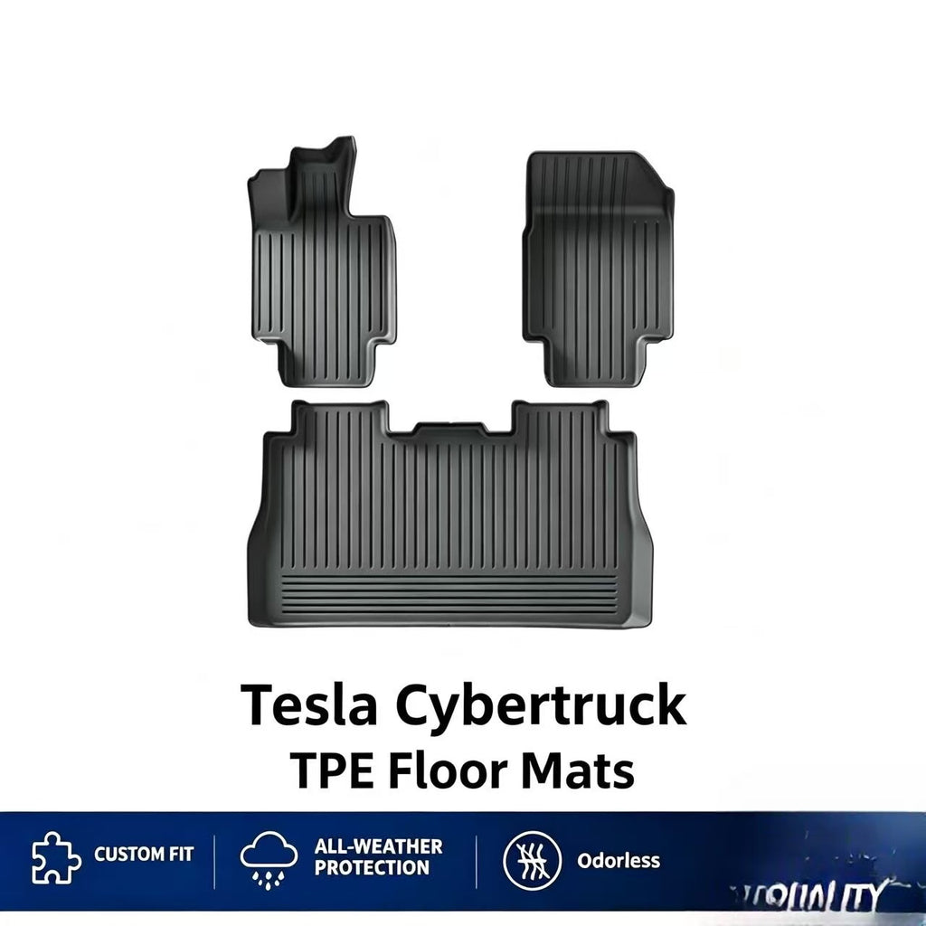 TPE Floor Mats & Truck Bed Liner Set for Tesla Cybertruck Left Hand Drive Black