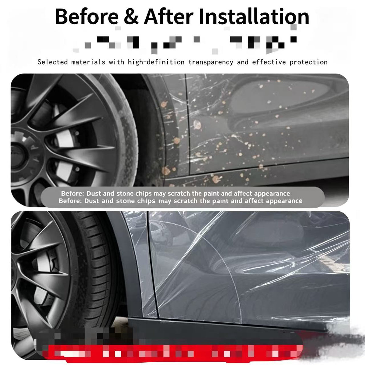 Pre-Cut TPU Paint Protection Film for Tesla Model 3 / Y & Refreshed Model 3 / Y, Front Fender & Door Corner Clear Anti-Scratch PPF TPU B Pillar Protective Film for Tesla Model 3 / Model Y / New Refreshed Model 3 Y