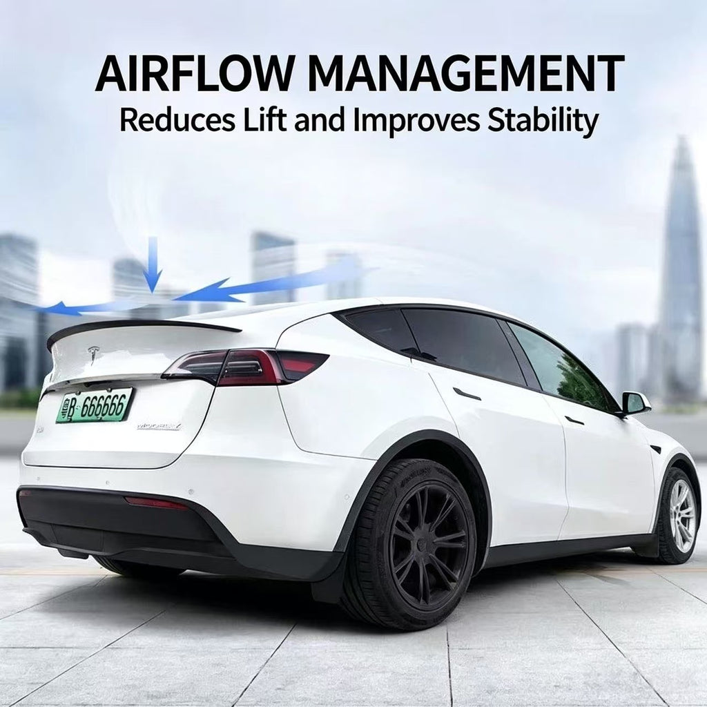 Carbon Fiber Look Rear Spoiler for Tesla Model 3 / Model Y, Performance Style Trunk Wing, OE‑Fit Rear Trunk Spoiler
