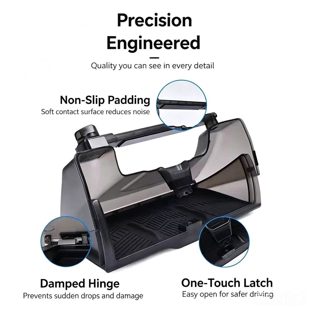 Under‑Screen Hidden Storage Organizer for Tesla Model 3 & Model Y, Damped Soft‑Close Dashboard Center Console Tray, Interior Phone Card Holder Accessories