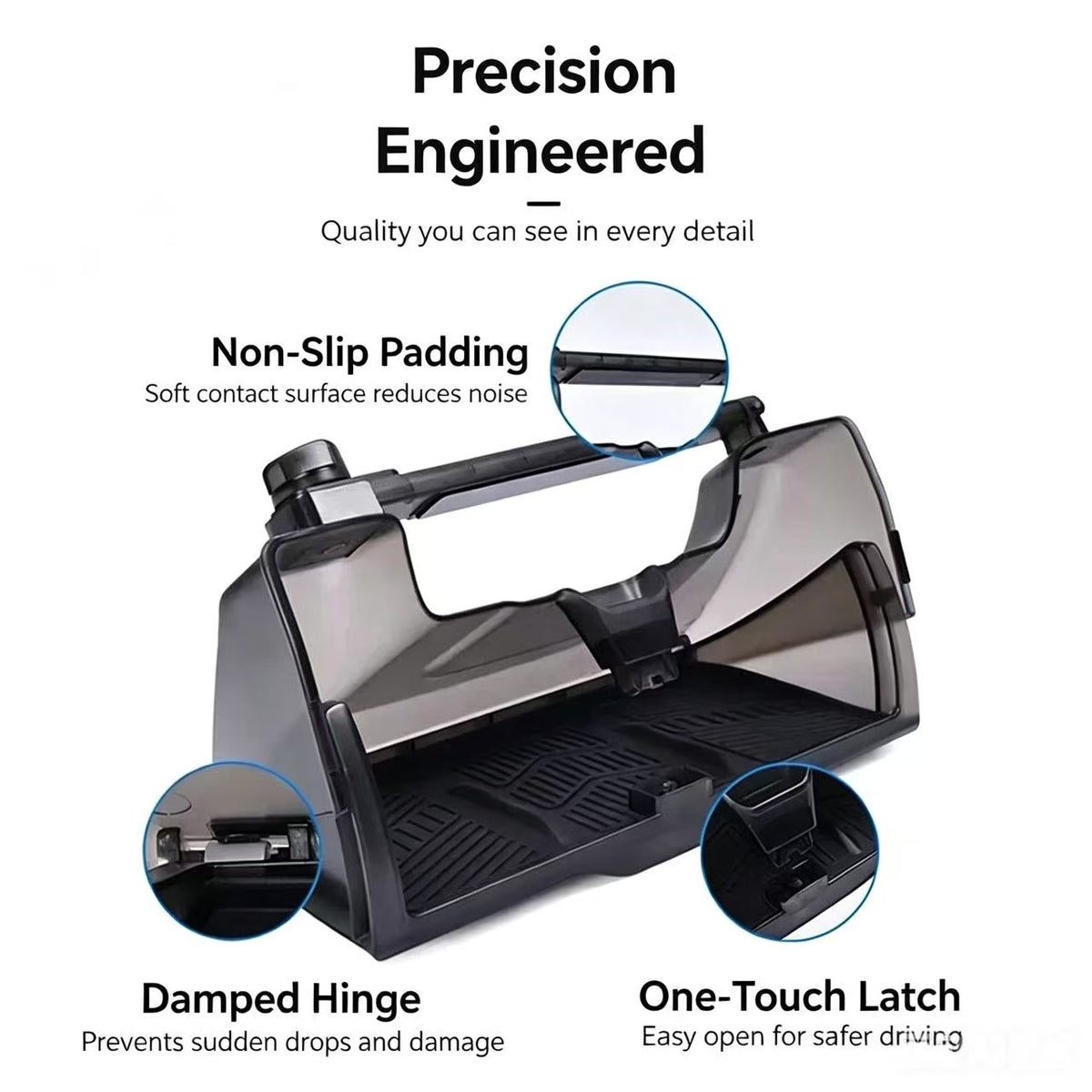 Under‑Screen Hidden Storage Organizer for Tesla Model 3 & Model Y, Damped Soft‑Close Dashboard Center Console Tray, Interior Phone Card Holder Accessories