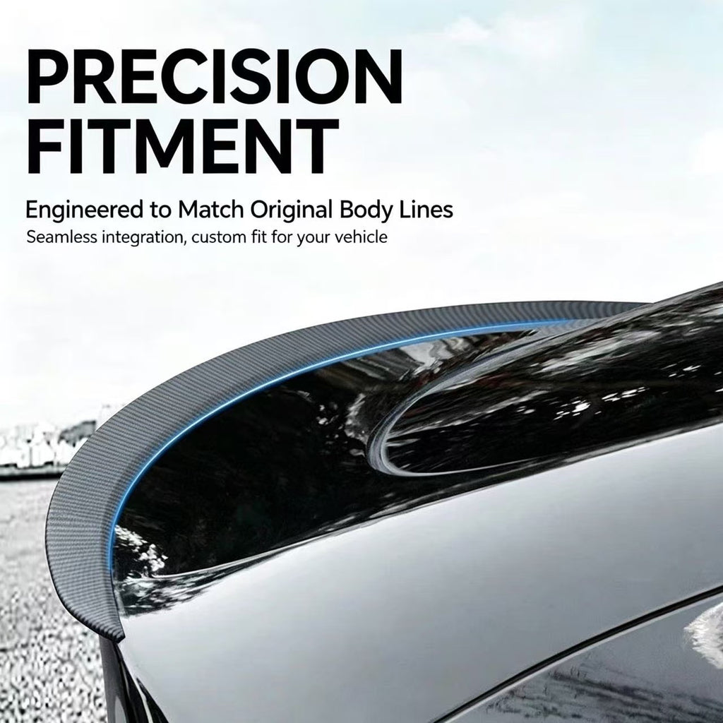 Carbon Fiber Look Rear Spoiler for Tesla Model 3 / Model Y, Performance Style Trunk Wing, OE‑Fit Rear Trunk Spoiler