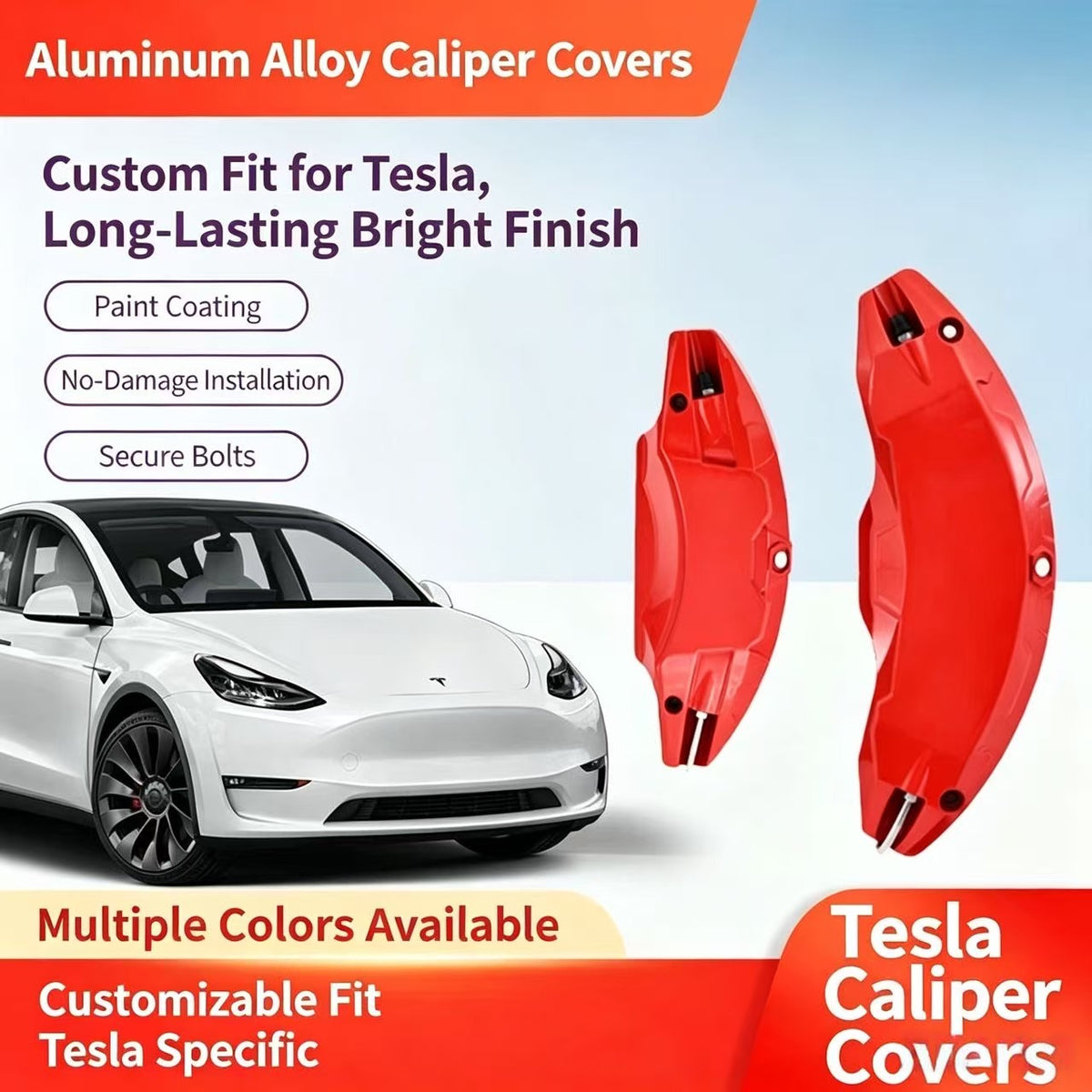 Tesla Caliper Covers for Model 3 / New Model 3 / Model Y / Refreshed Model Y, Aluminum Alloy Brake Caliper Protector