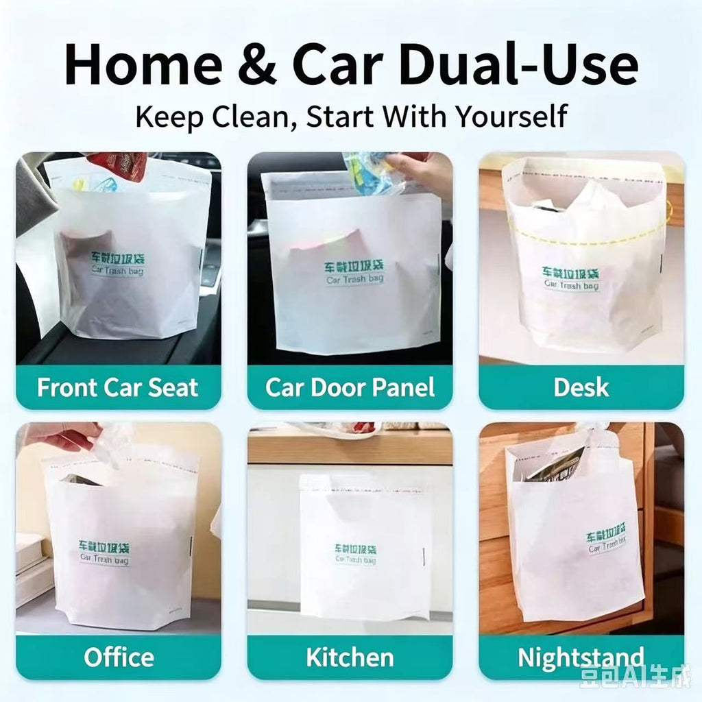 Car Trash Bags, Stand‑Up Stickable Disposable Trash Bags for Car Home Office