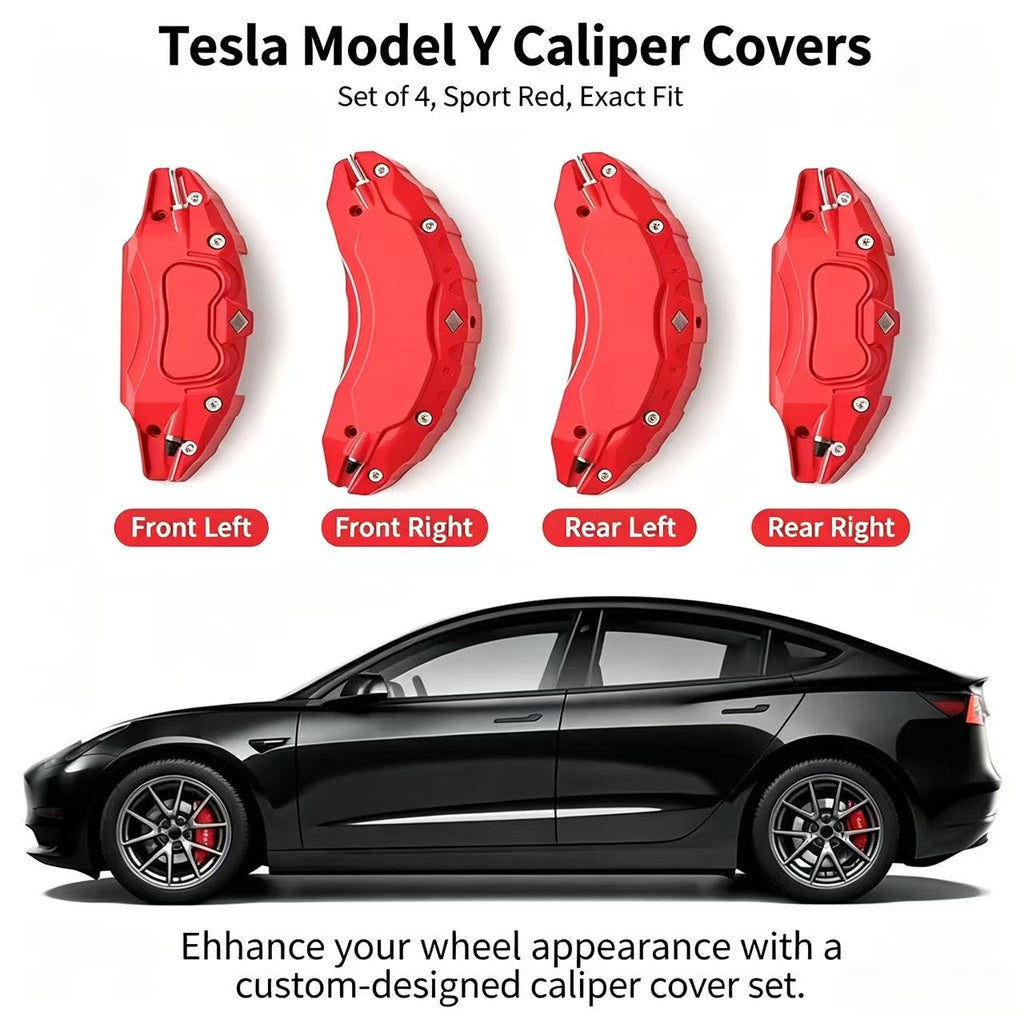 Tesla Caliper Covers for Model 3 / New Model 3 / Model Y / Refreshed Model Y, Aluminum Alloy Brake Caliper Protector