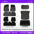 TPE Floor Mats Full Set for Tesla Model 3 Model Y 2024‑2025, 9‑Piece All‑Weather Cargo Liner, Front Trunk & Rear Trunk Mat, Anti‑Slip Odorless Interior Accessories