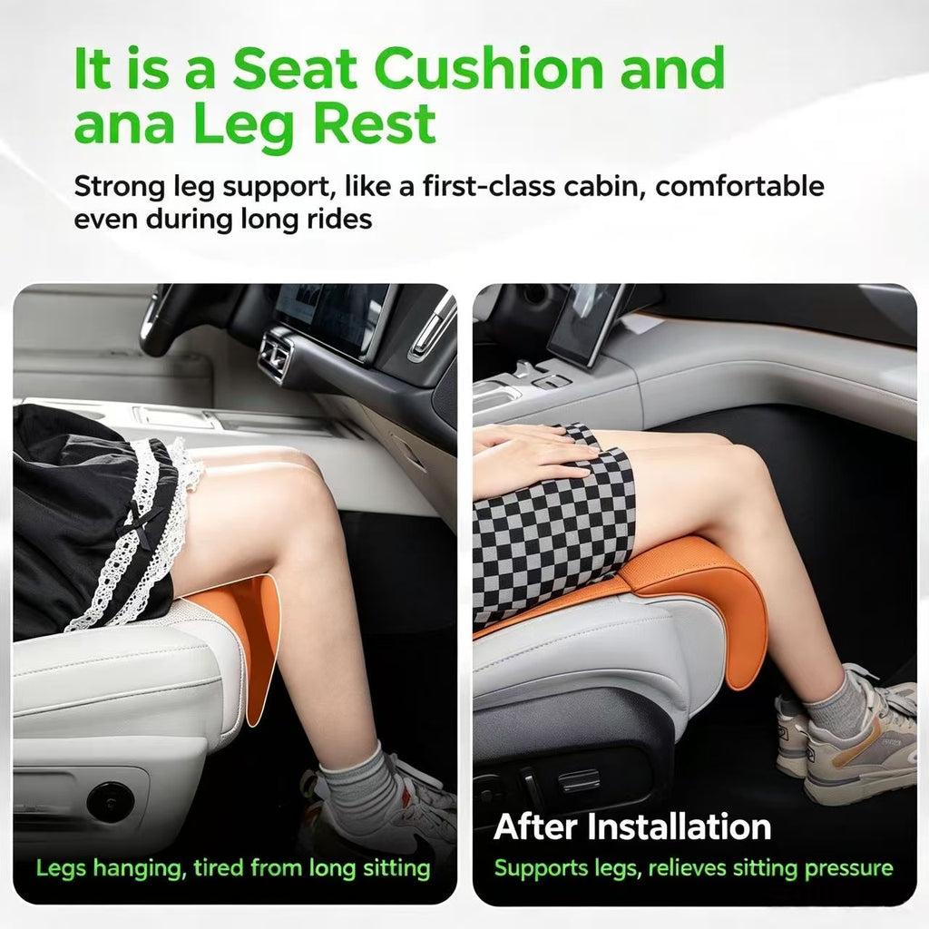 1. Tesla Integrated Seat Cushion With Leg Extension, Nappa Perforated Leather, Breathable Thigh Support Pad For Model 3 / Model Y