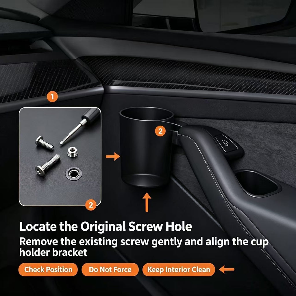 Door Cup Holder for Tesla Model 3 / Model Y (2024‑2025) Universal Door Mount Water Bottle Storage
