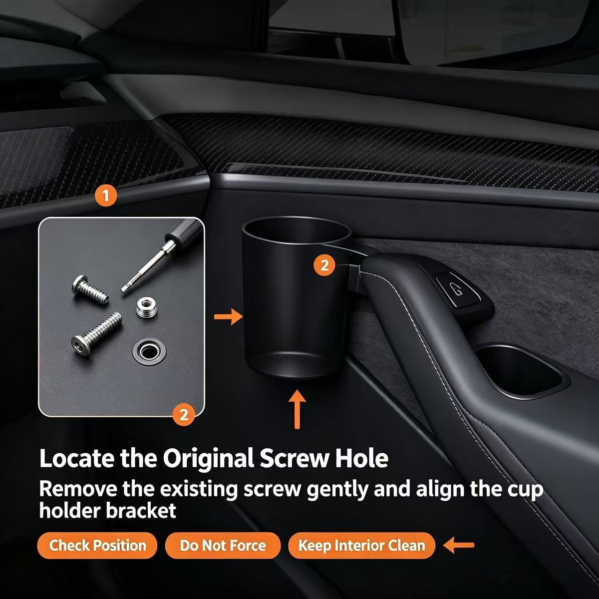 Door Cup Holder for Tesla Model 3 / Model Y (2024‑2025) Universal Door Mount Water Bottle Storage