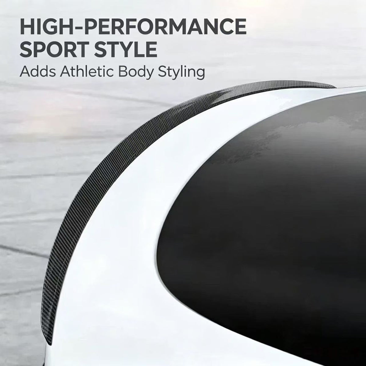 Carbon Fiber Look Rear Spoiler for Tesla Model 3 / Model Y, Performance Style Trunk Wing, OE‑Fit Rear Trunk Spoiler